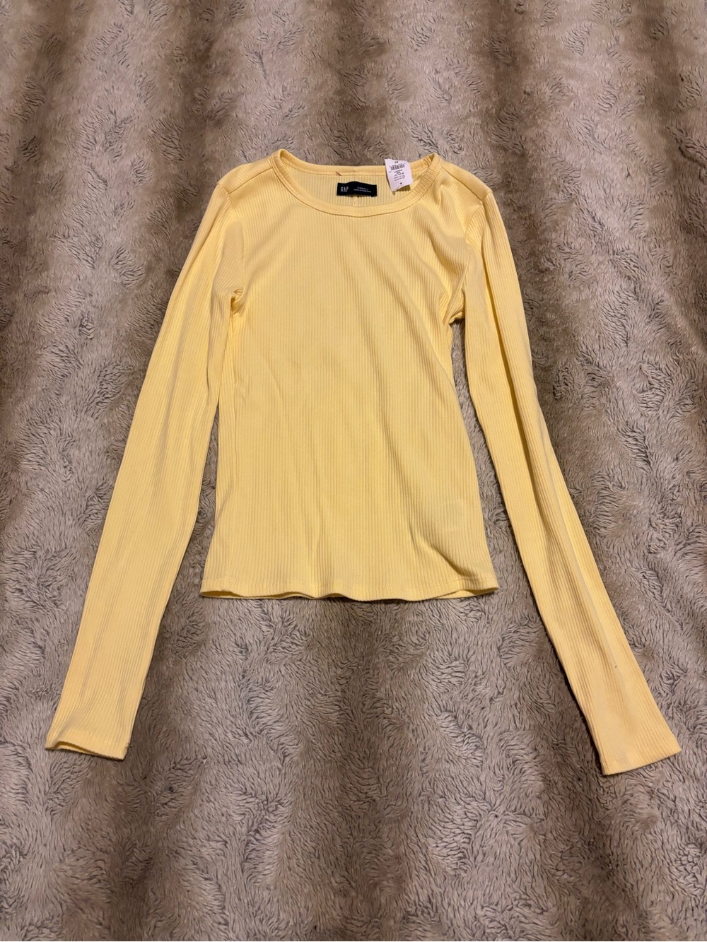 Gap Yellow Ribbed XS Long Sleeve Tee-shirt - NEW